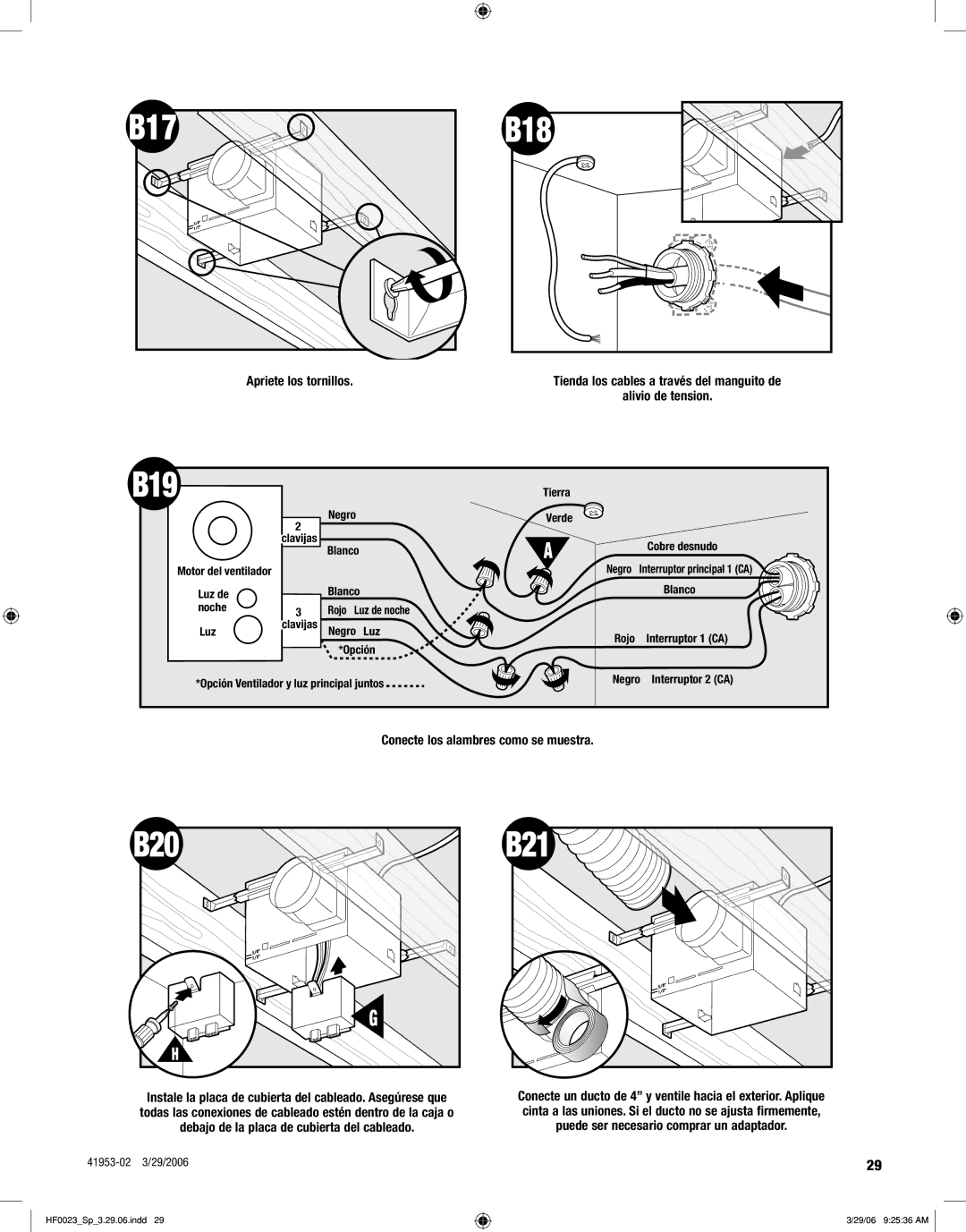 Hunter Fan 83003 manual Apriete los tornillos 