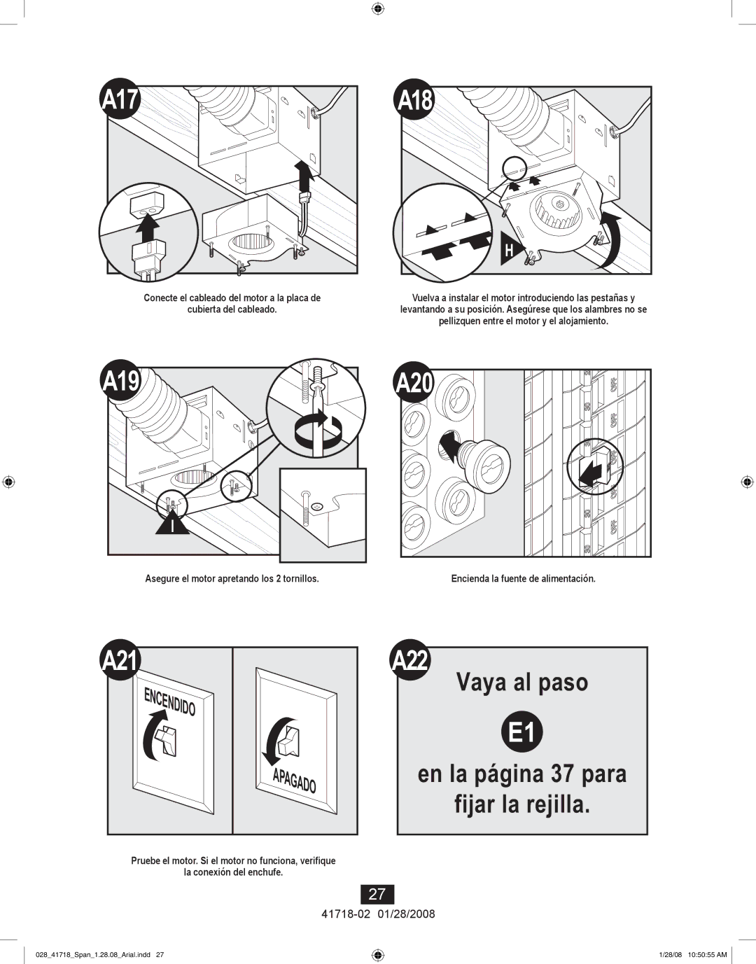 Hunter Fan 90058, 90052, 90054 manual Vaya al paso 