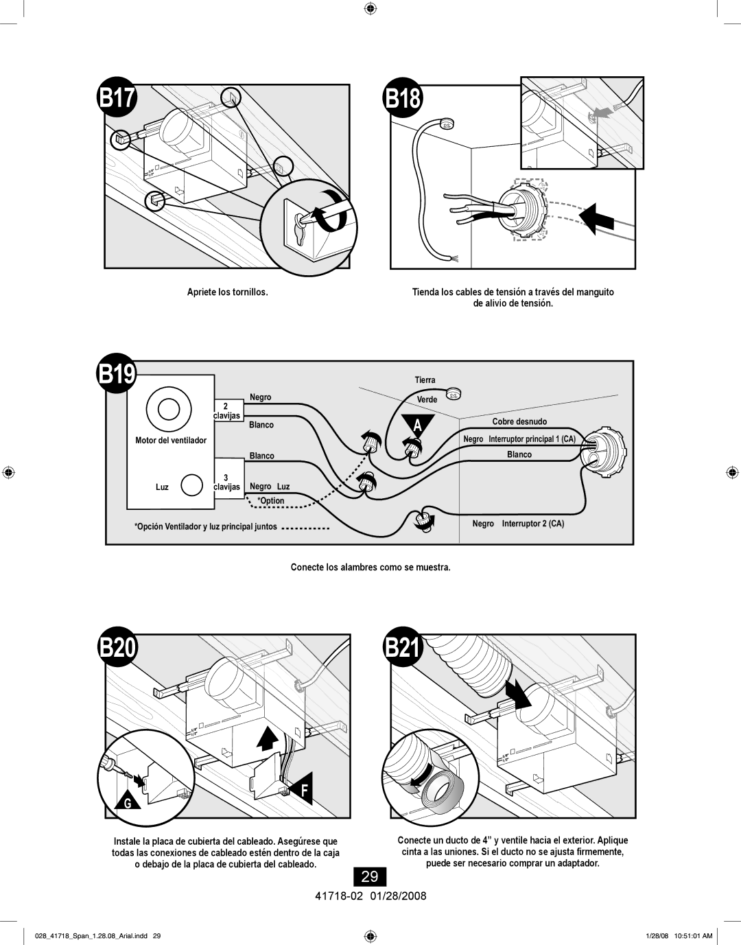 Hunter Fan 90054, 90058, 90052 manual Apriete los tornillos 