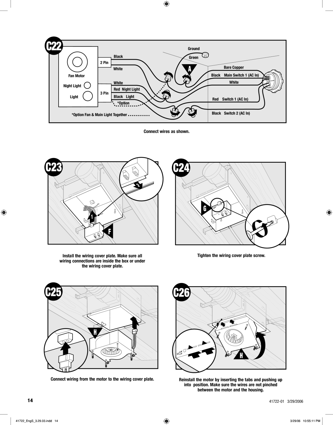 Hunter Fan 90063, 90064 manual C22, C24, C25, C26 