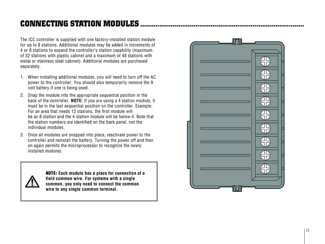 Hunter Fan ICC-801PL, ICC-800PL owner manual Connecting Station Modules 