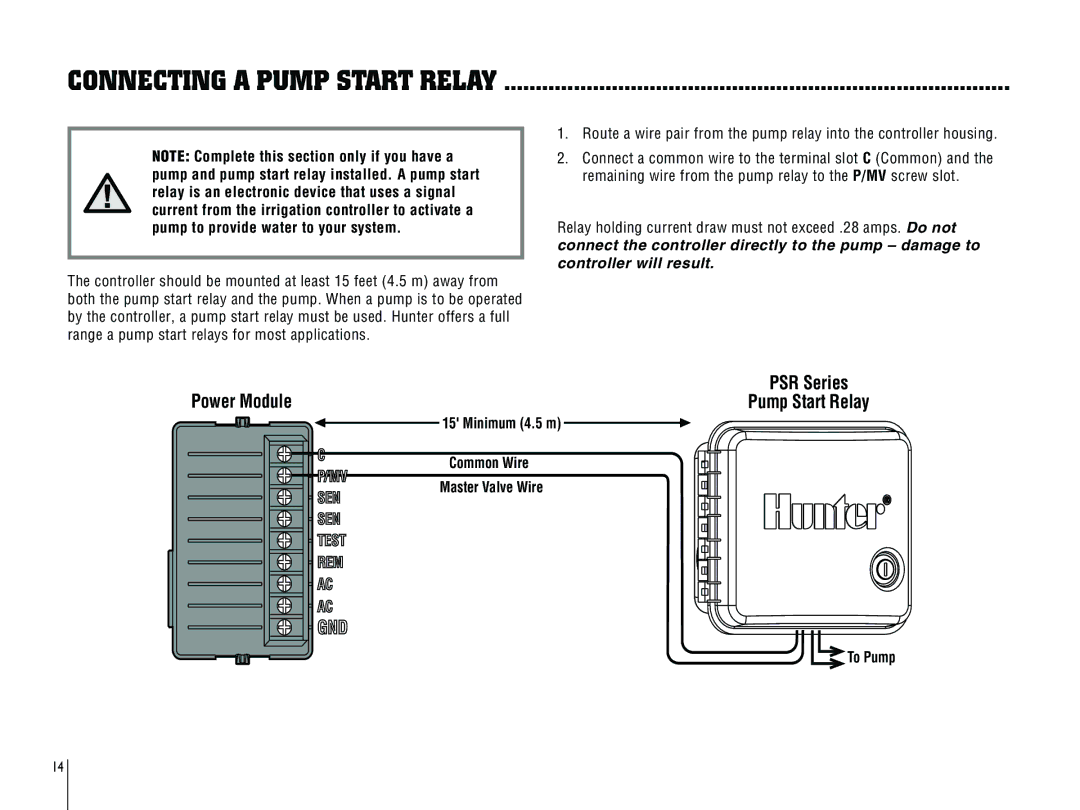 Hunter Fan ICC-800PL, ICC-801PL owner manual Connecting a Pump Start Relay 