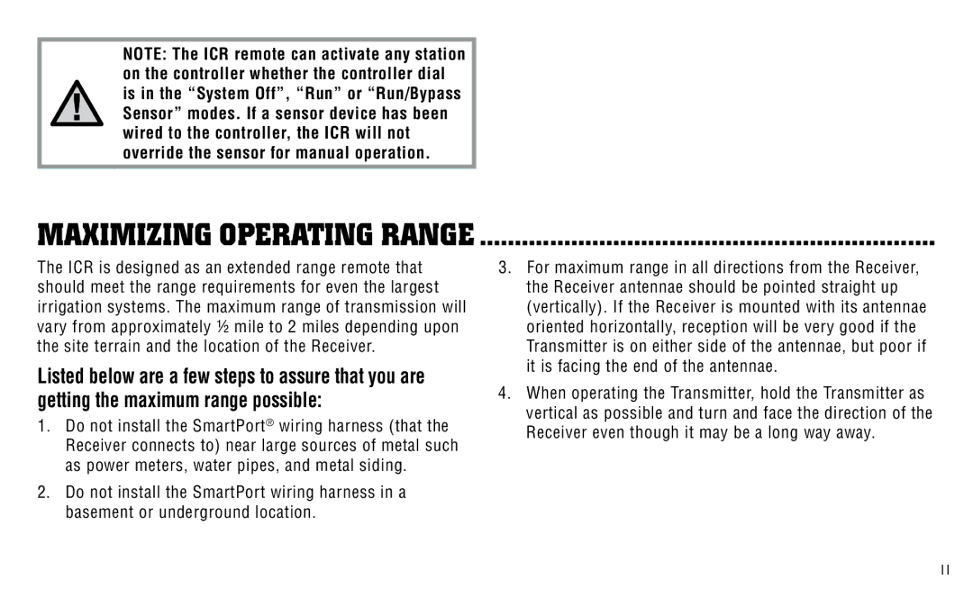 Hunter Fan ICR owner manual Maximizing Operating Range 