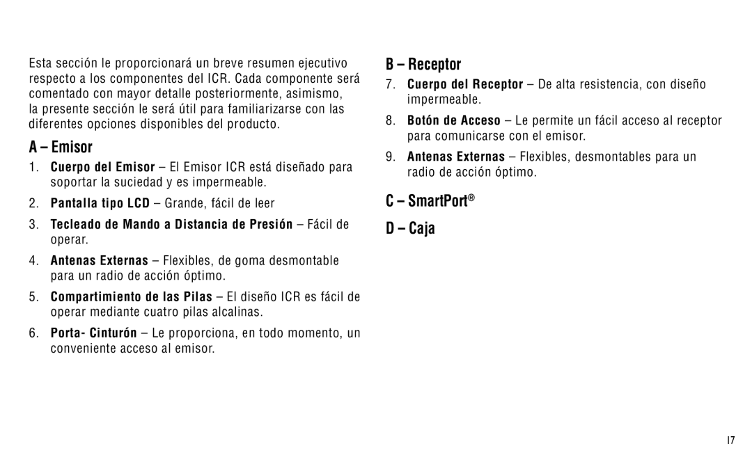 Hunter Fan ICR owner manual Emisor, Receptor, SmartPort Caja 