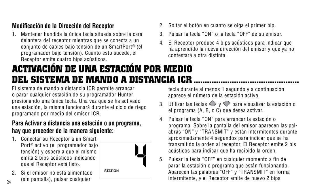 Hunter Fan ICR owner manual Modificación de la Dirección del Receptor 