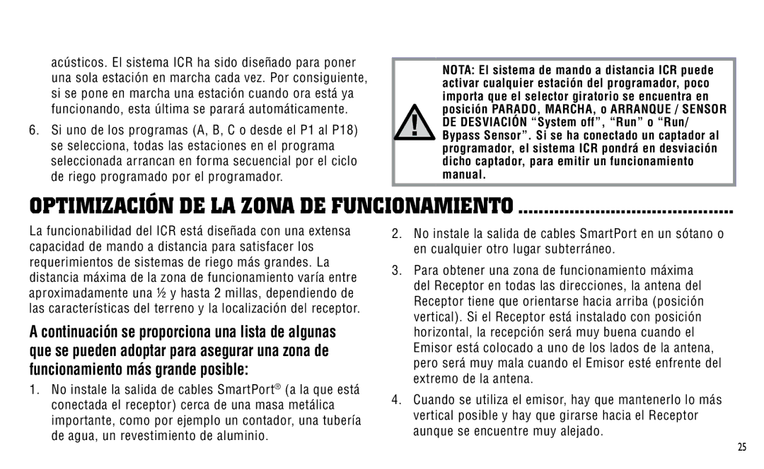 Hunter Fan ICR owner manual Optimización de la Zona de Funcionamiento 