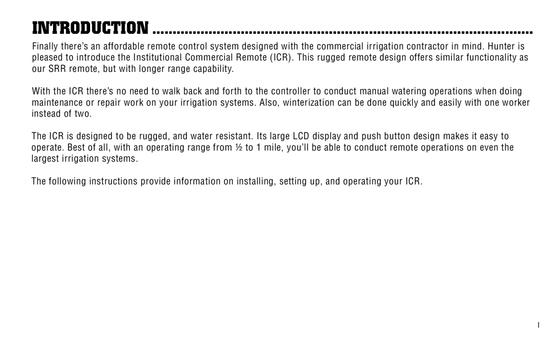 Hunter Fan ICR owner manual Introduction 