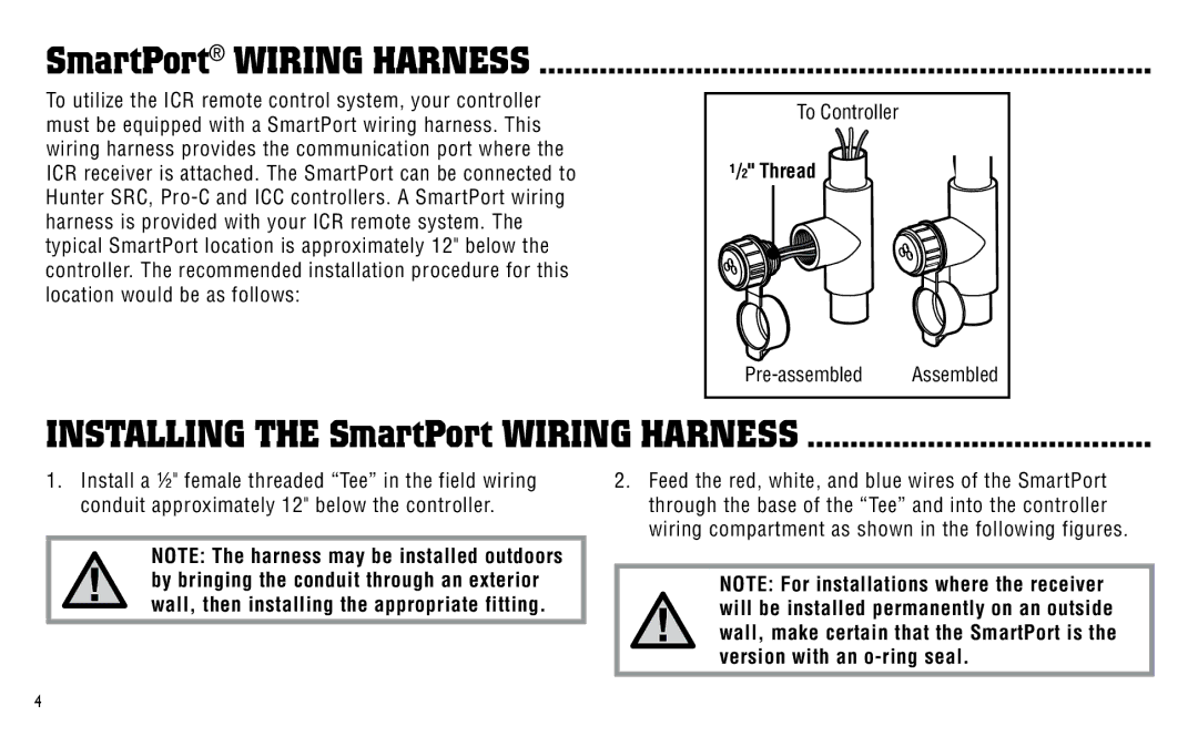 Hunter Fan ICR owner manual Installing the SmartPort Wiring Harness 