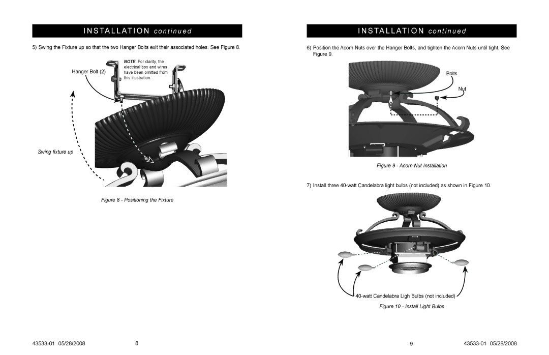 Hunter Fan Illumi-Heat owner manual Positioning the Fixture 