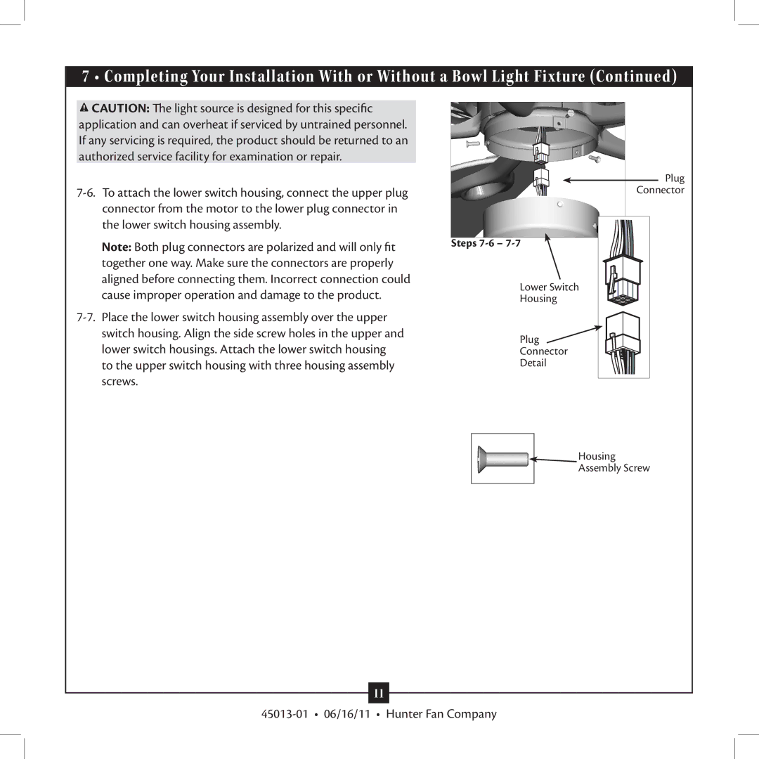 Hunter Fan Type installation manual Steps 7-6 