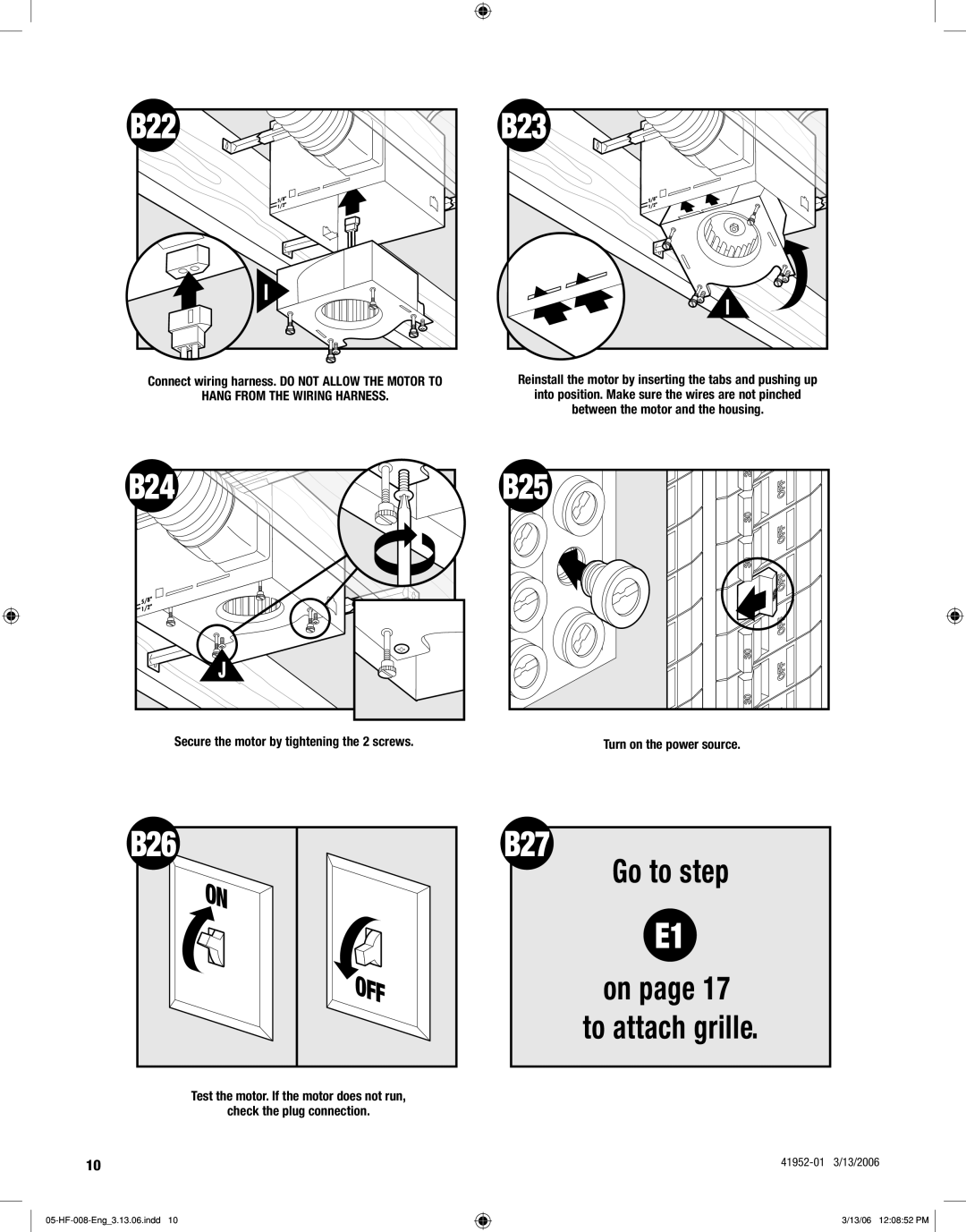 Hunter,R.F 83005 manual B22, B23, B24, B26 B27 