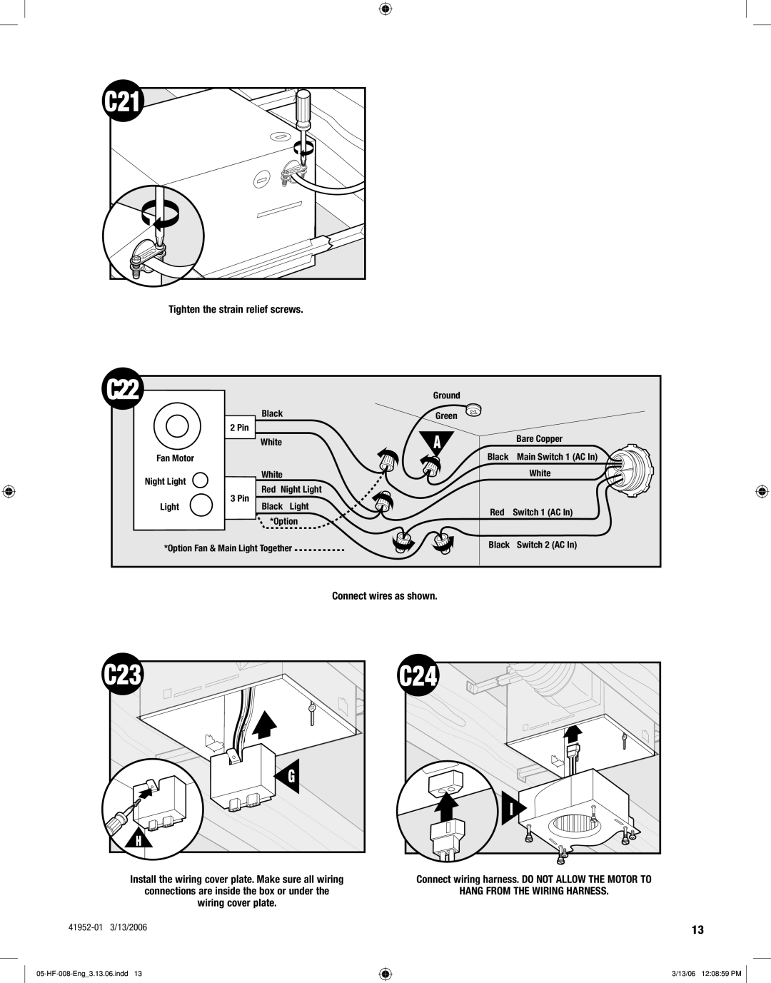 Hunter,R.F 83005 manual C21, C22, C23 