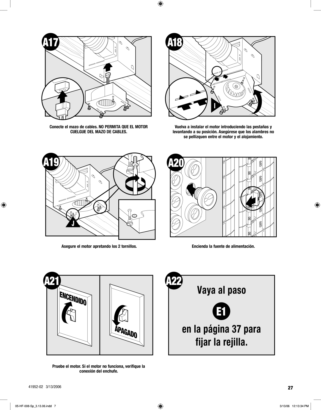 Hunter,R.F 83005 manual A21, Vaya al paso 