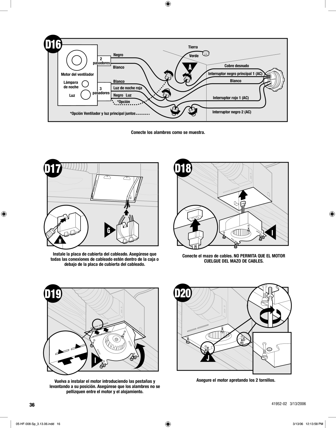 Hunter,R.F 83005 manual D16, D20 