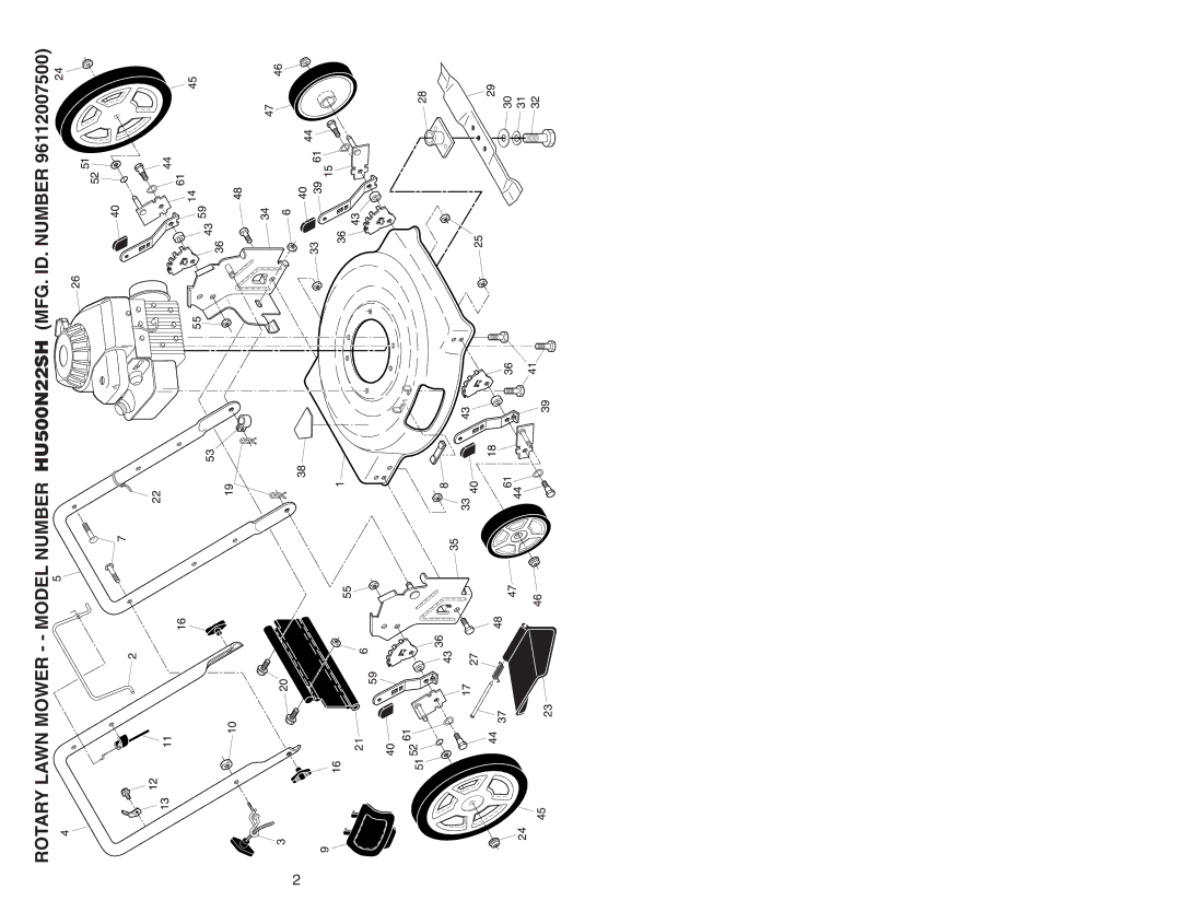 Huskee warranty Rotary Lawn Mower - Model Number HU500N22SH MFG. ID. Number 