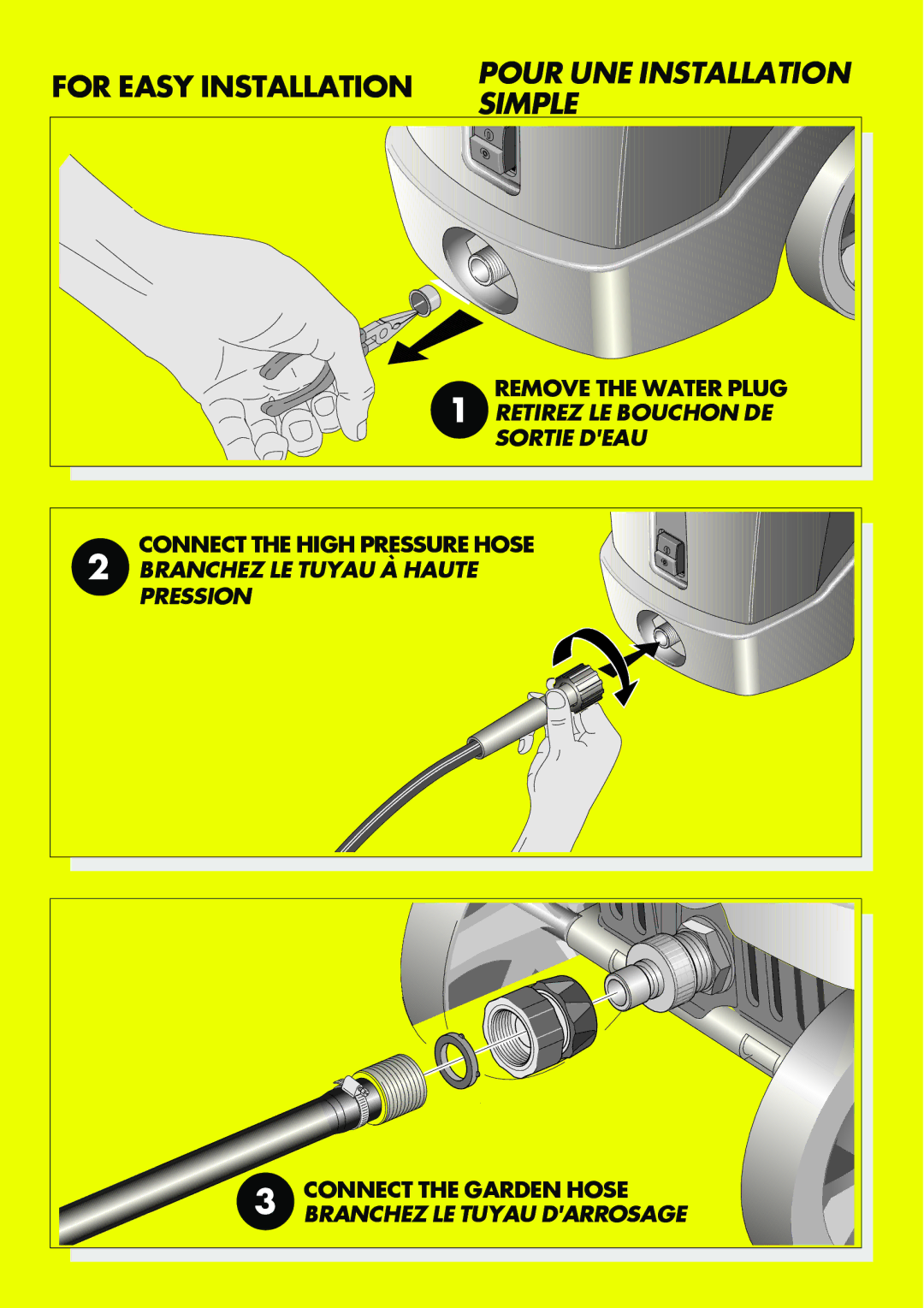 Husky 1750 PSL warranty Remove the Water Plug, Connect the High Pressure Hose 