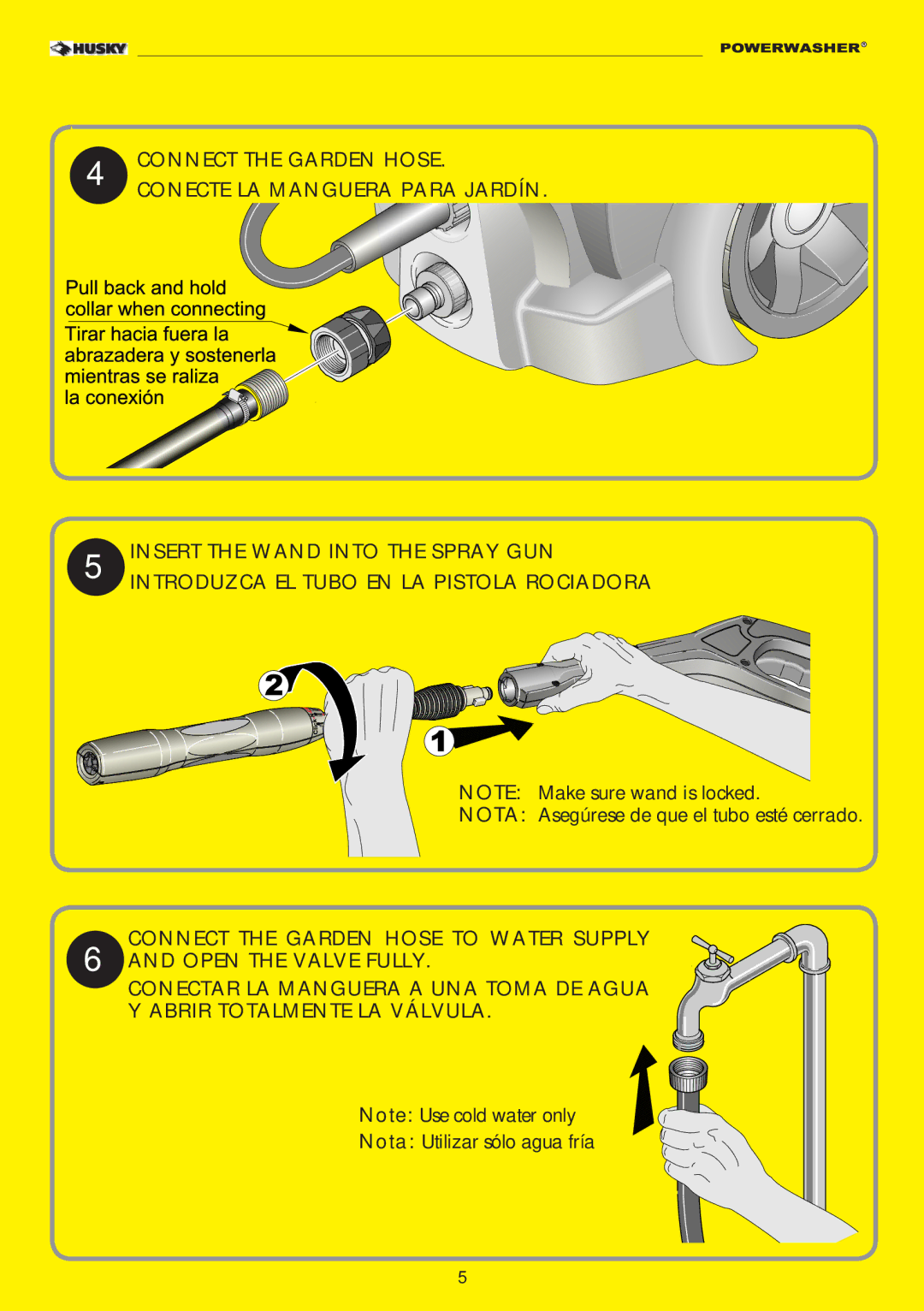 Husky 2000PSI warranty Connect the Garden Hose to Water Supply 