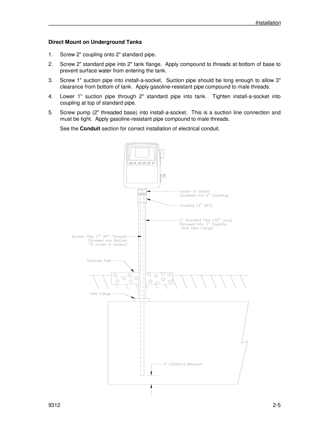 Husky 1800 Series, 70 Series manual Direct Mount on Underground Tanks 