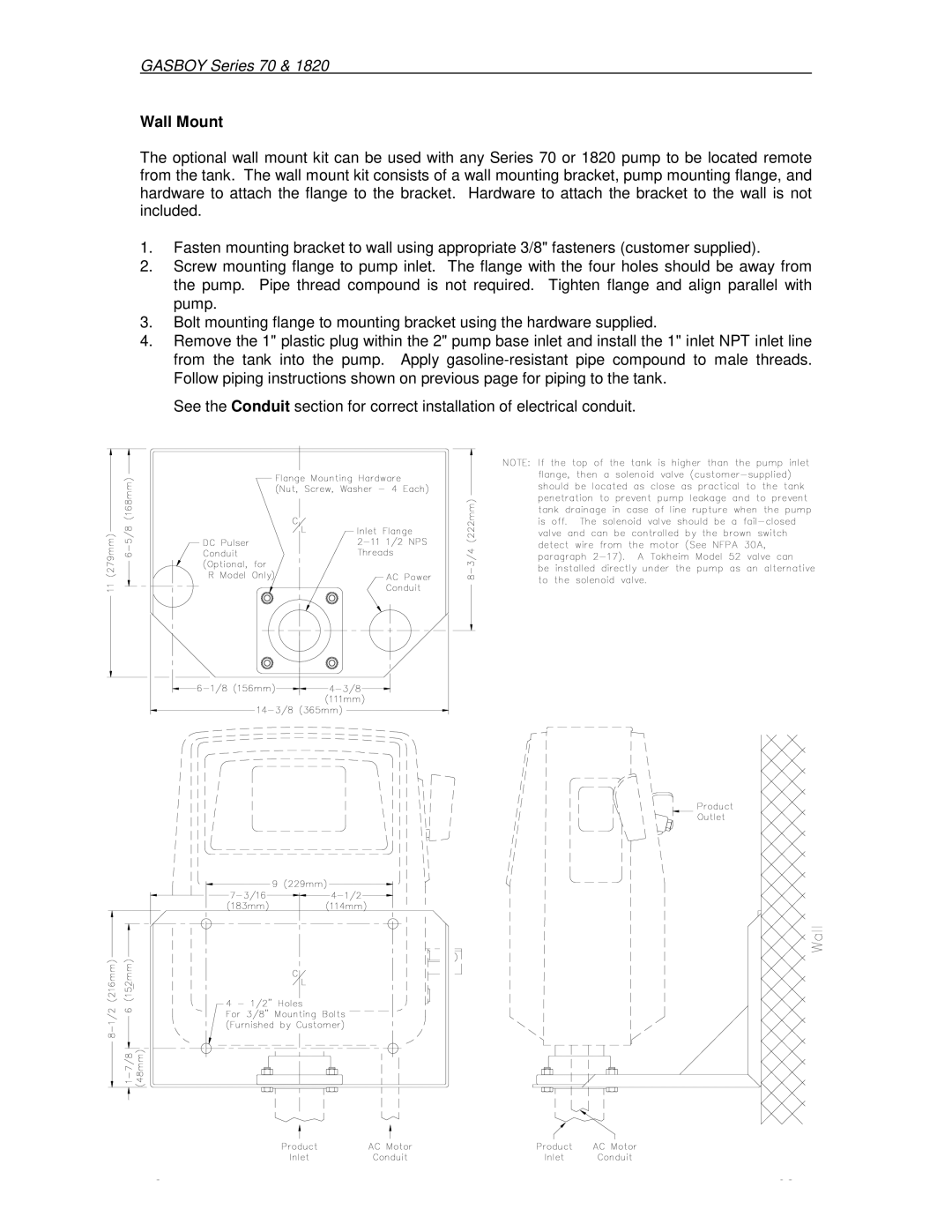 Husky 70 Series, 1800 Series manual Wall Mount 