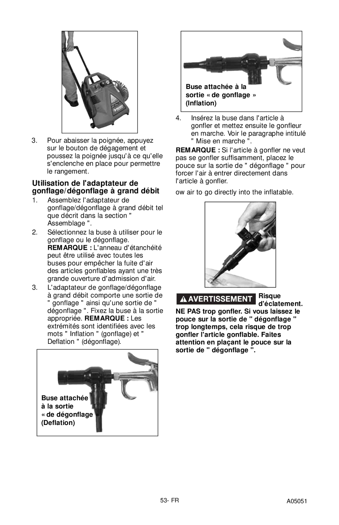 Husky A05051 manual Risque déclatement 