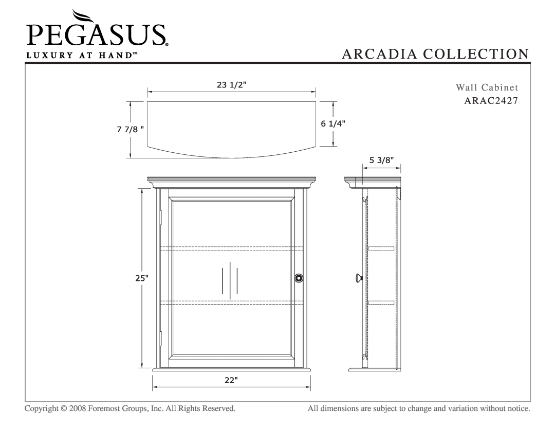 Husky ARAA3134-H, ARAM2431, ARAF1835, ARAA3734-H, ARAA2534 dimensions Wall Cabinet, ARAC2427, Arcadia Collection 