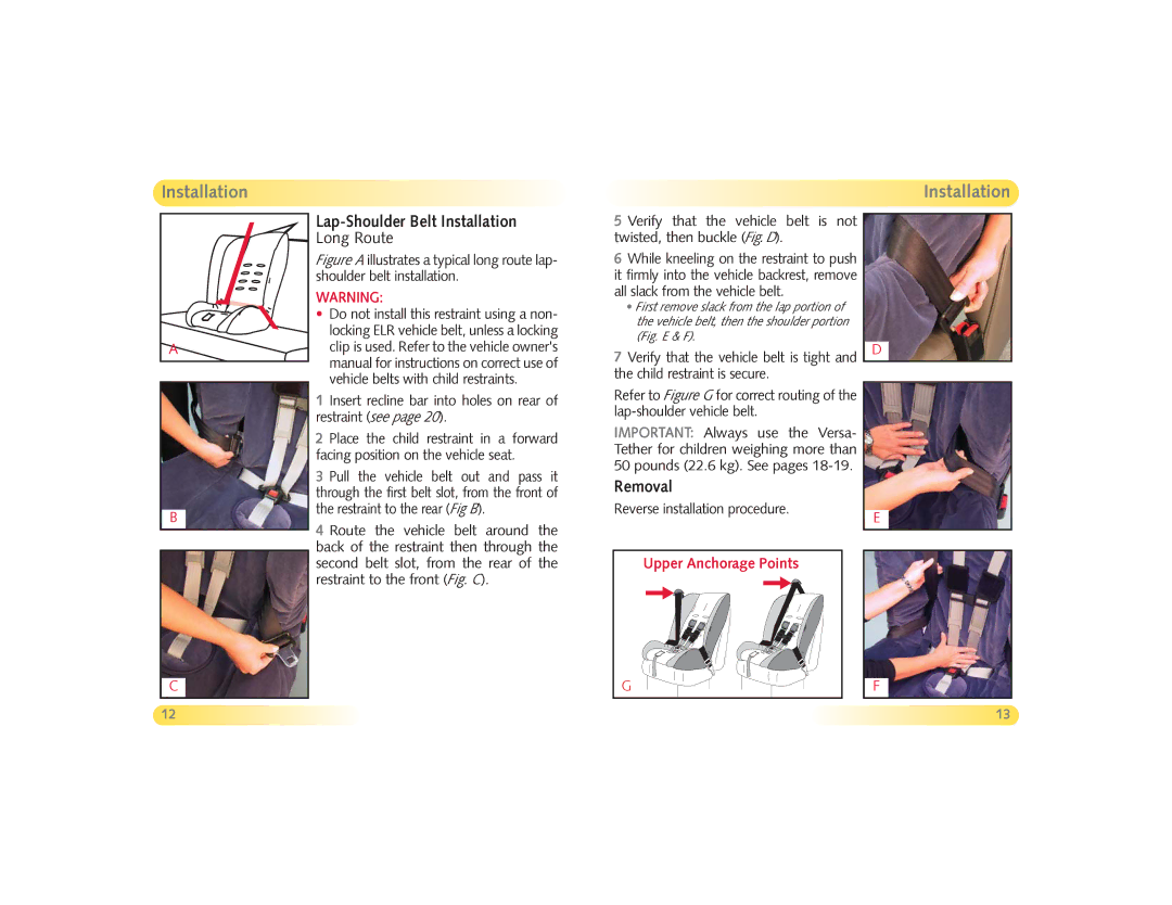 Husky Baby Carrier manual Lap-Shoulder Belt Installation, Reverse installation procedure 