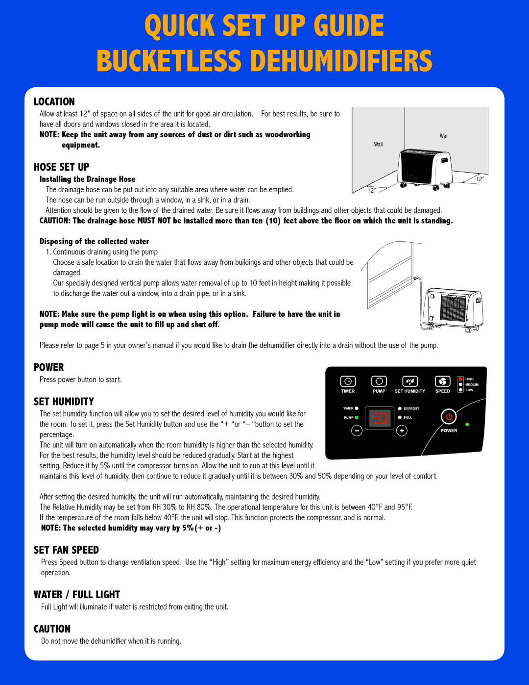 Husky BDH-550 setup guide Quick SET UP Guide, Bucketless Dehumidifiers 