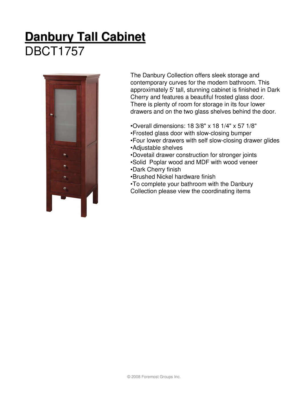 Husky DBCM3933, DBCA4222 dimensions Danbury Tall Cabinet, DBCT1757 