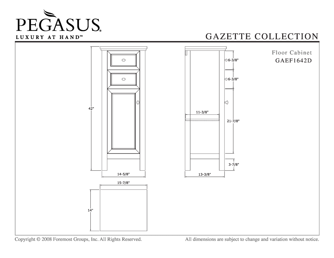 Husky GAEA3022, GAEW1924, GAEW2431, GAEM2432, GAEA2418, GAEA3622, GAEA6022D Floor Cabinet, GAEF1642D, Gazette Collection 