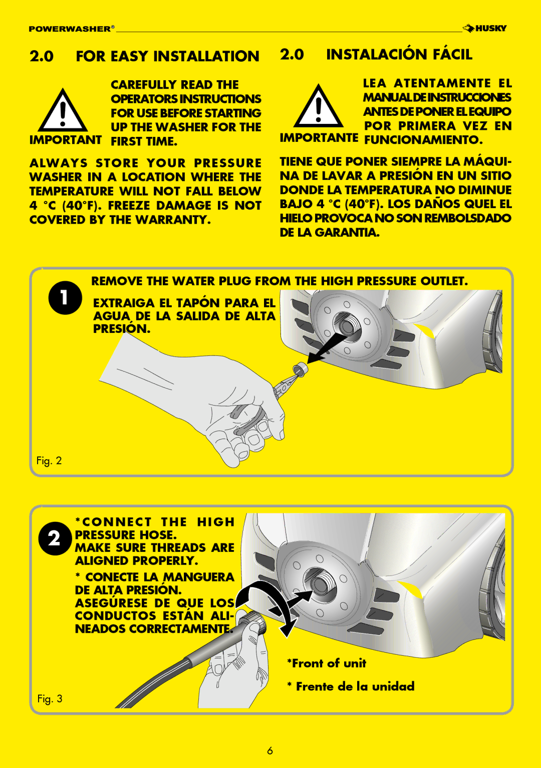 Husky H1600 warranty FOR Easy installation Instalación fácil 