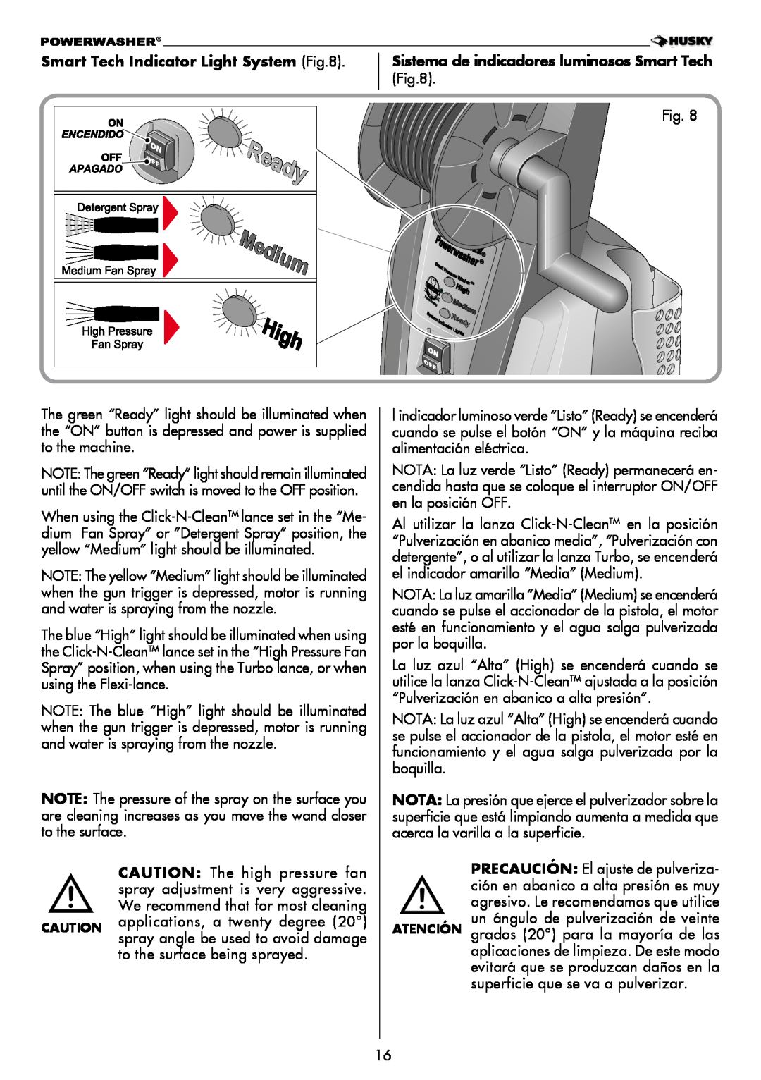 Husky H2000 warranty Smart Tech Indicator Light System, Sistema de indicadores luminosos SmartTech 