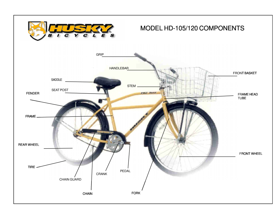 Husky HD-120 specifications MODEL HD-105/120 COMPONENTS 