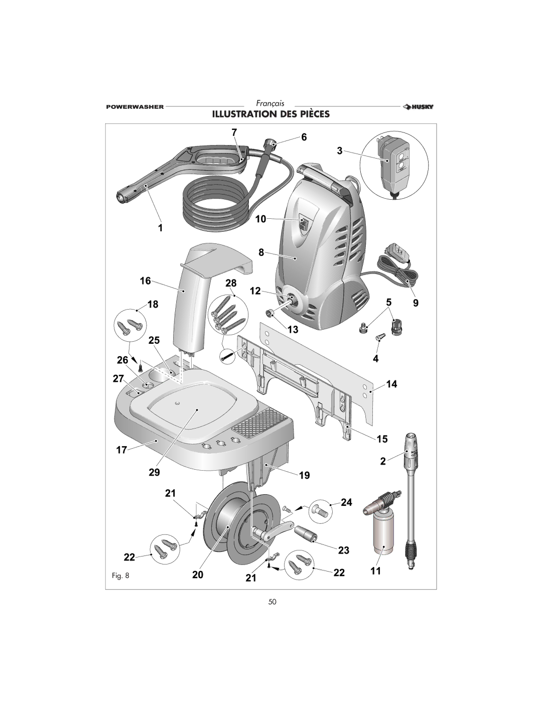 Husky HD1500 warranty Illustration DES Pièces 