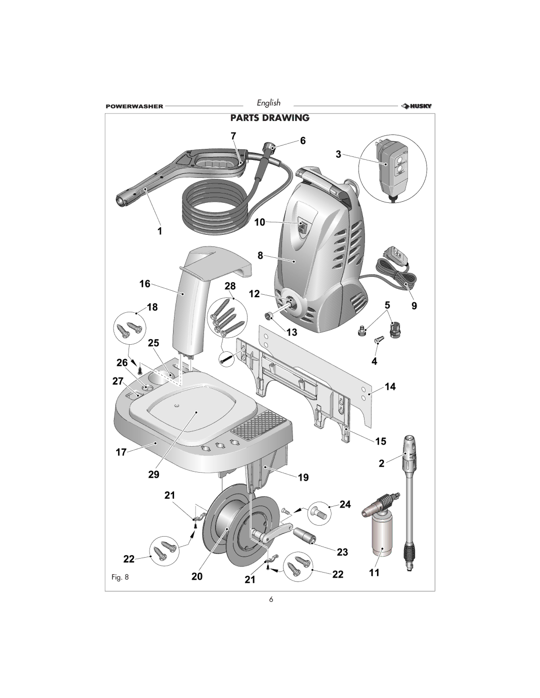 Husky HD1500 warranty Parts Drawing 