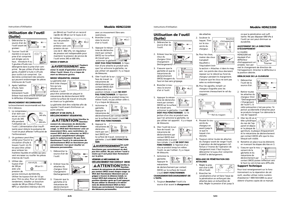 Husky HDN23200 specifications Utilisation de l’outil Suite, Support Technique 