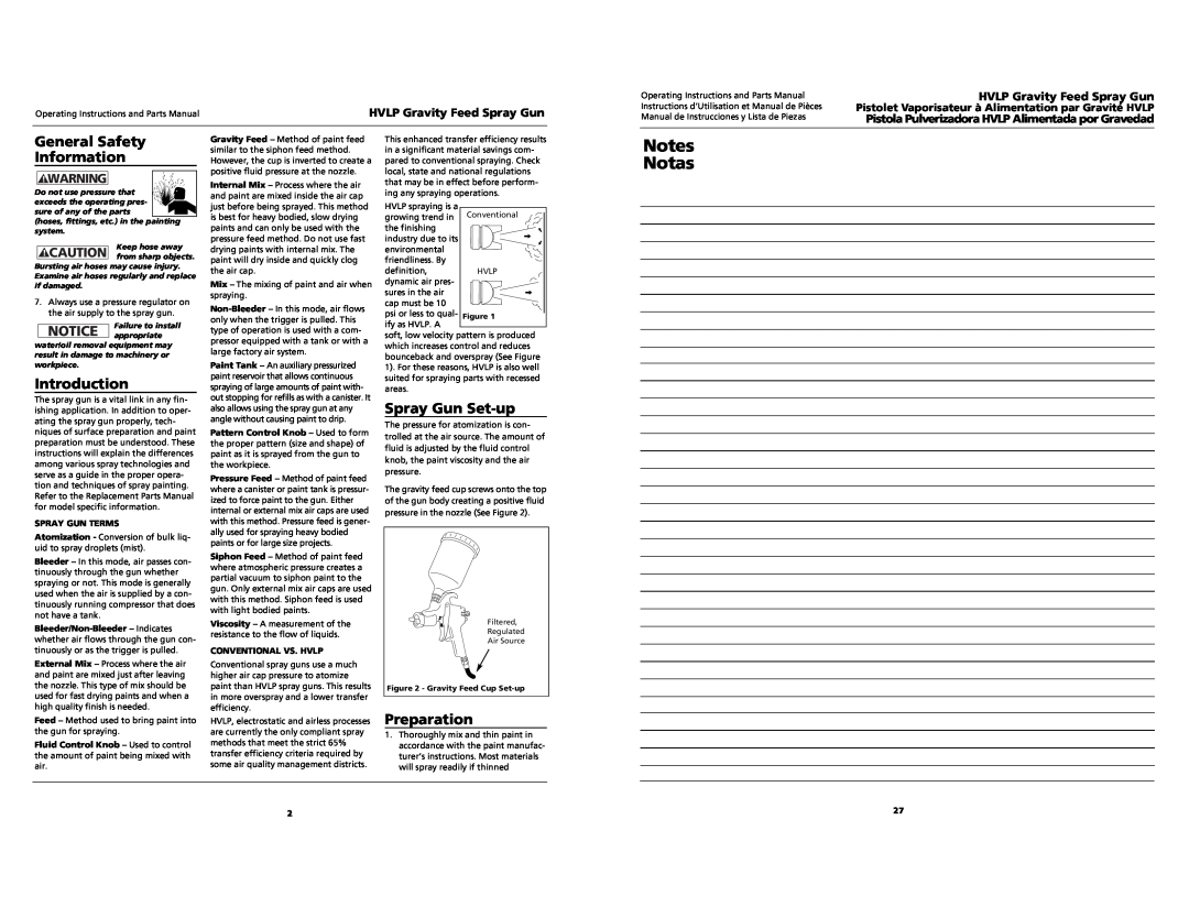 Husky HDS790 Notes Notas, Introduction, Spray Gun Set-up, Preparation, General Safety Information, Spray Gun Terms 