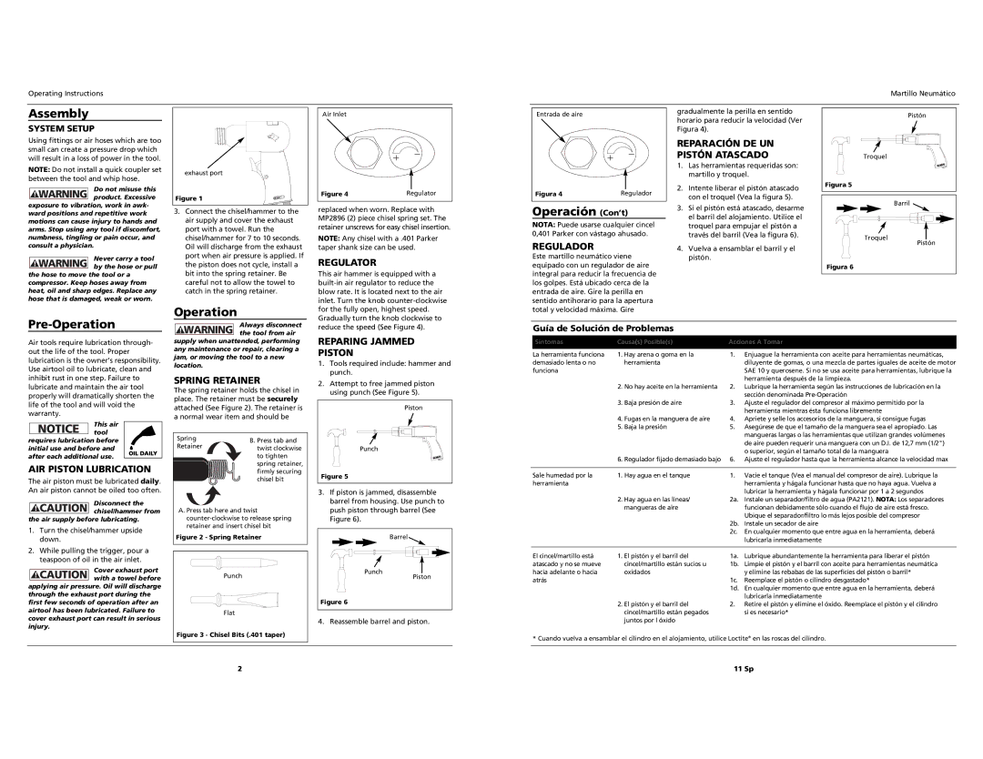 Husky HDT103 specifications Assembly, Operación Con’t, Pre-Operation 