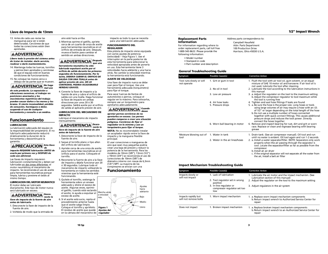 Husky HDT202 specifications Funcionamiento, Advertencia Desco 