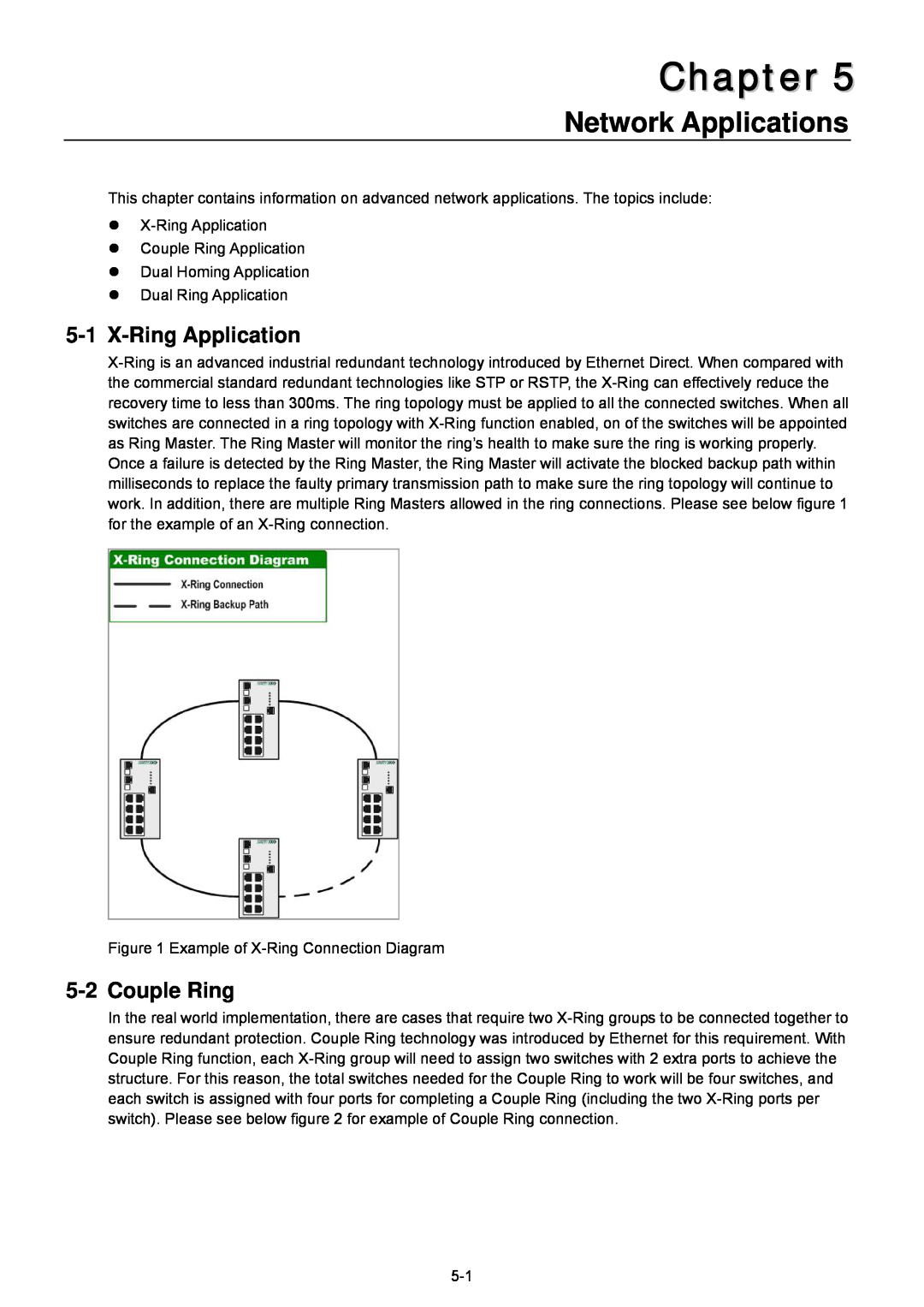 Husky HME-423E, HME-421E user manual Network Applications, X-Ring Application, Couple Ring, Chapter 
