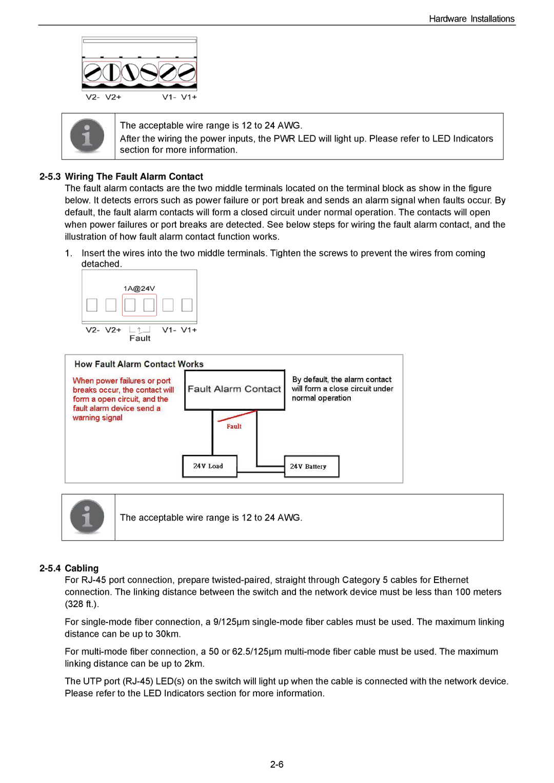 Husky HME-423E, HME-421E user manual Wiring The Fault Alarm Contact, Cabling 