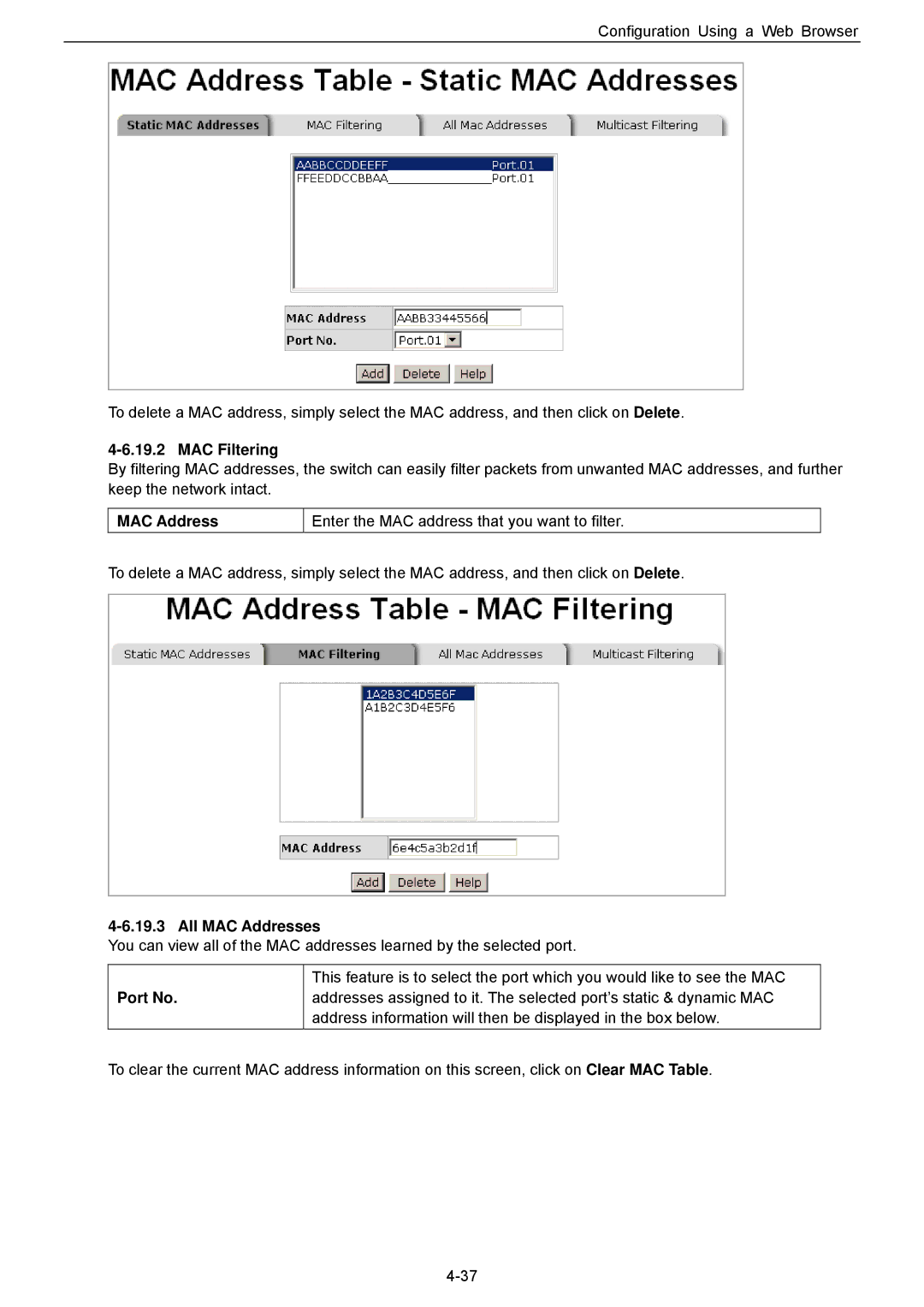 Husky HME-423E, HME-421E user manual MAC Filtering, All MAC Addresses 