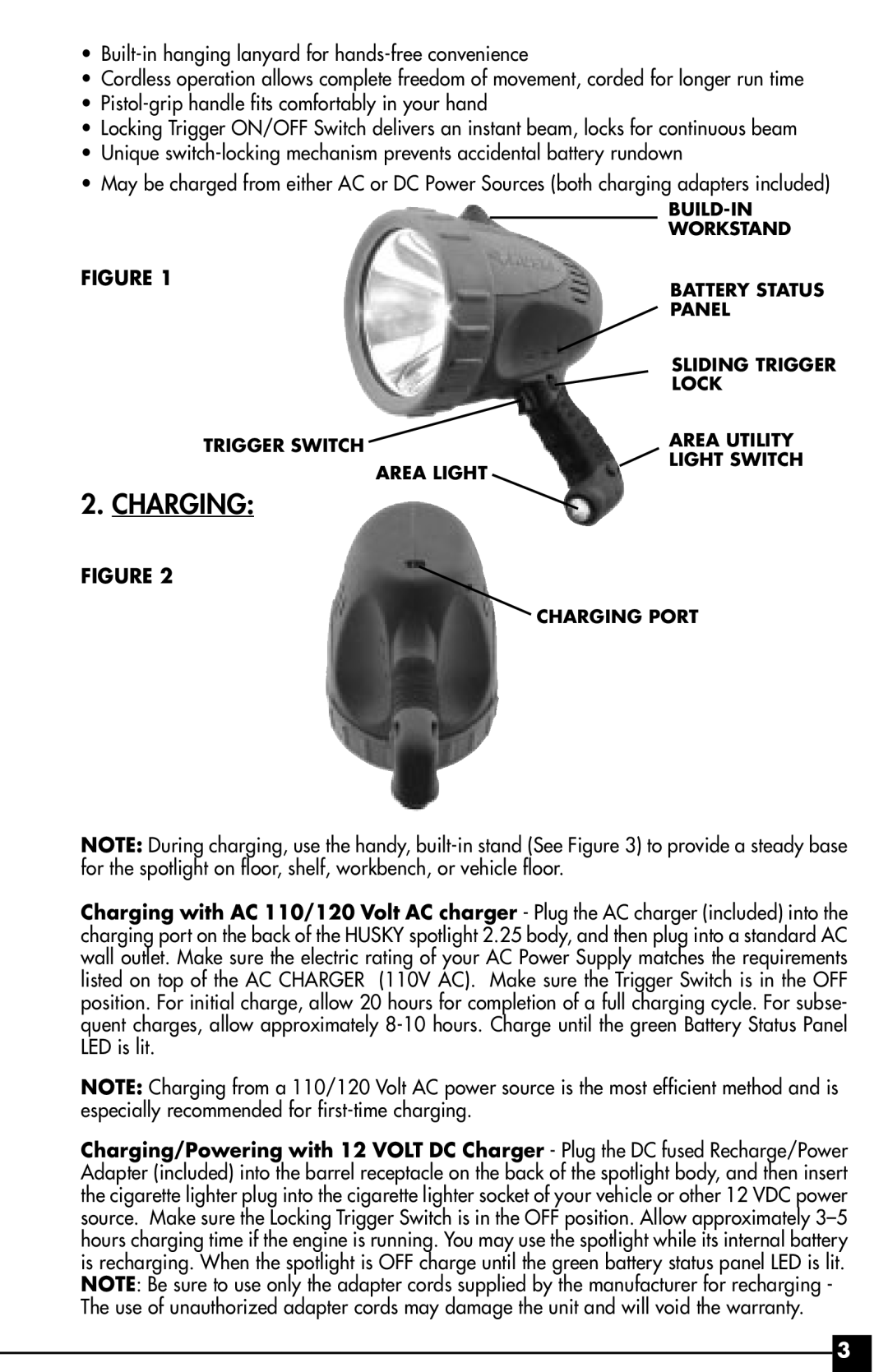 Husky HSK141HD owner manual Charging 