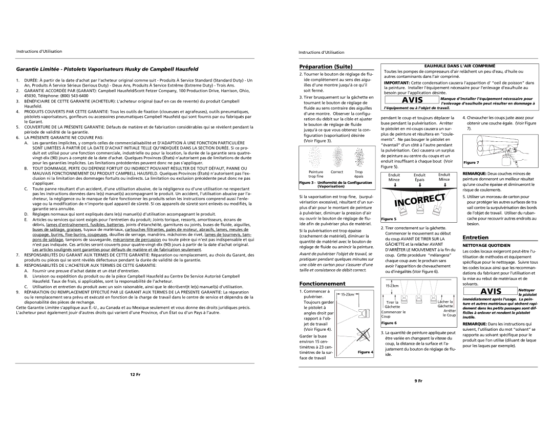 Husky Spray Gun Préparation Suite, Fonctionnement, Entretien, EAU/HUILE Dans L’AIR Comprimé, Nettoyage Quotidien 