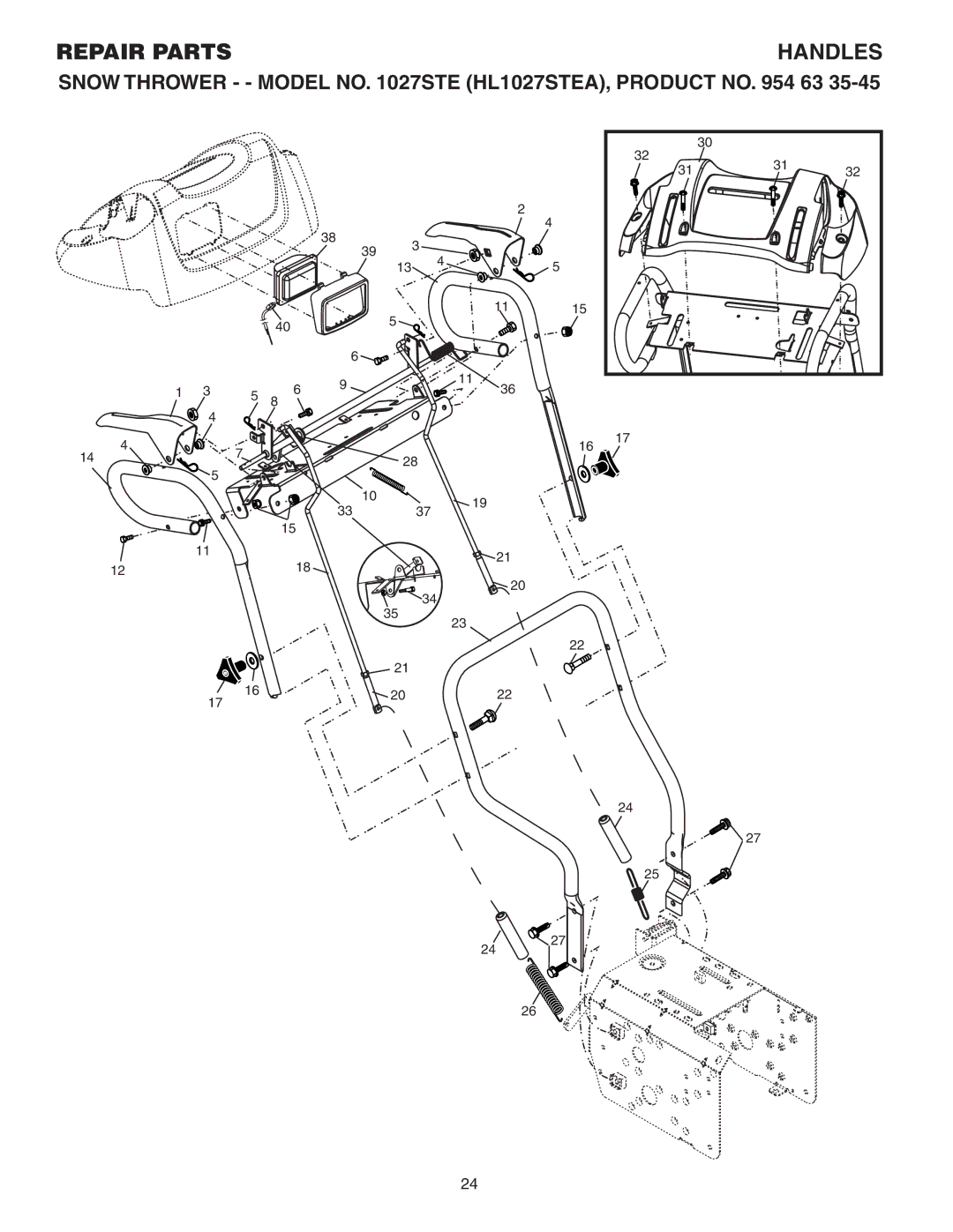 Husqvarna 1027STE owner manual Repair Parts Handles 