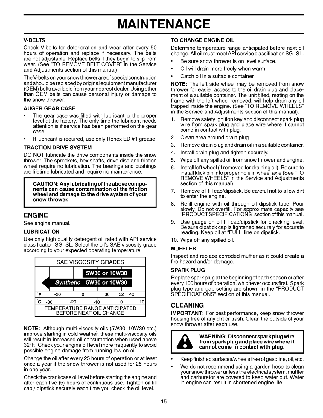 Husqvarna 10527SB-LS owner manual Engine, Cleaning 