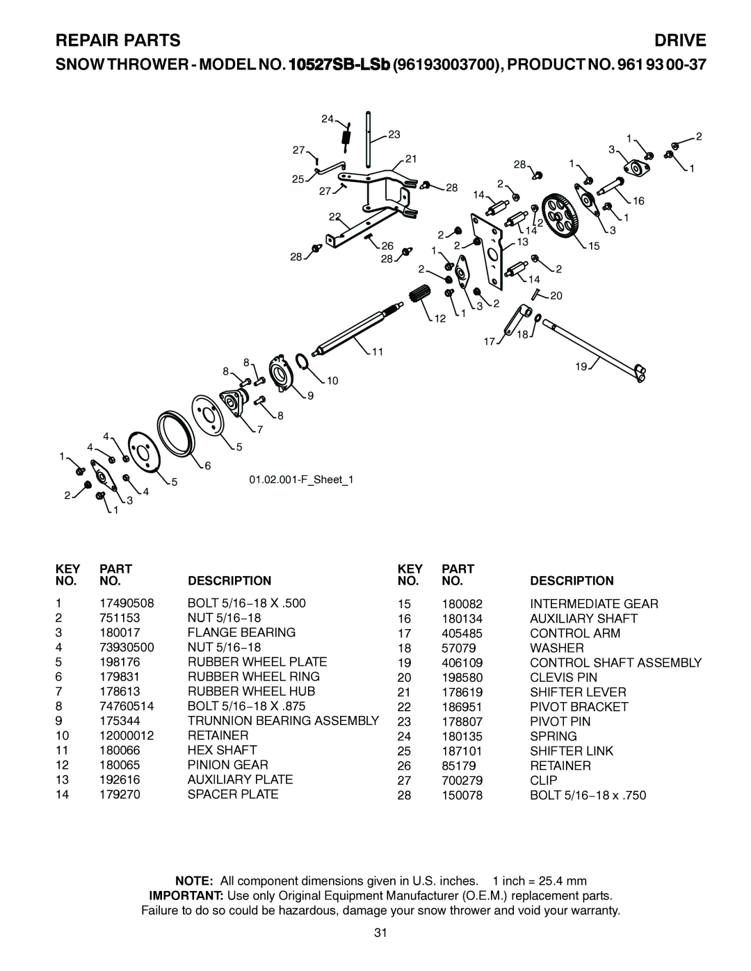 Husqvarna 10527SB-LS owner manual Drive 