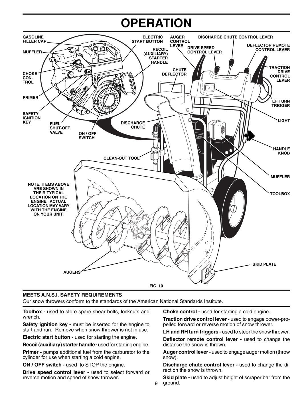 Husqvarna 10530SBEB owner manual Meets A.N.S.I. Safety Requirements 