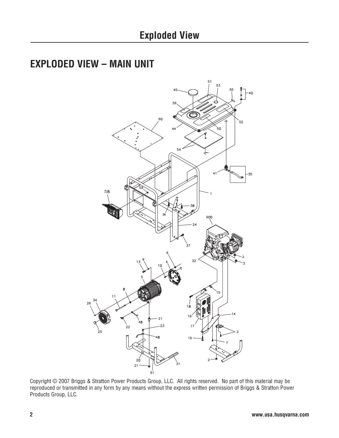 Husqvarna 1055 GN manual Exploded View Main Unit 