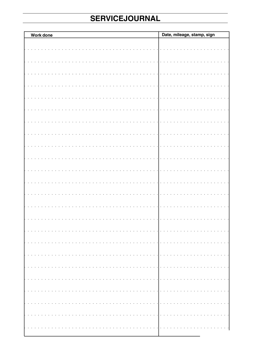 Husqvarna 11, 13, 11 Bio, 13 Bio manual Servicejournal 