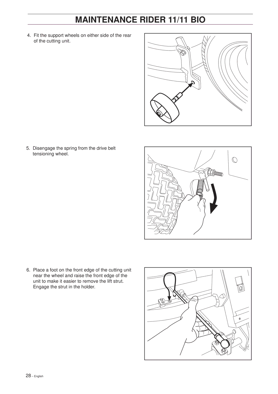 Husqvarna 11 Bio/13 H Bio manual Maintenance Rider 11/11 BIO 